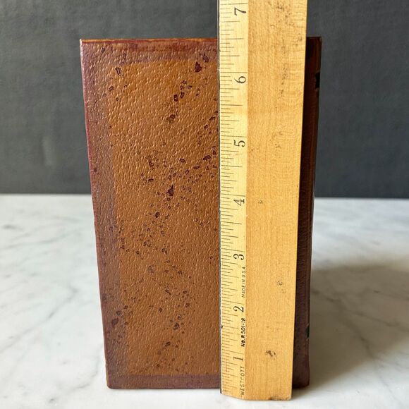 Mid Century Modern Faux Leather Bookends with Pen Cup MCM Retro Office Decor - Picture 9 of 9